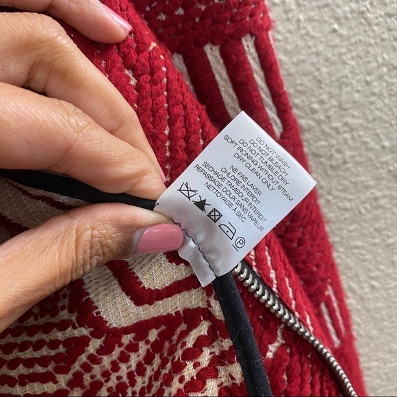 𝅺IRO Mepsie Tweed Multi Pattern Jacket in Red & White sz EU 38/US S - Picture 12 of 16